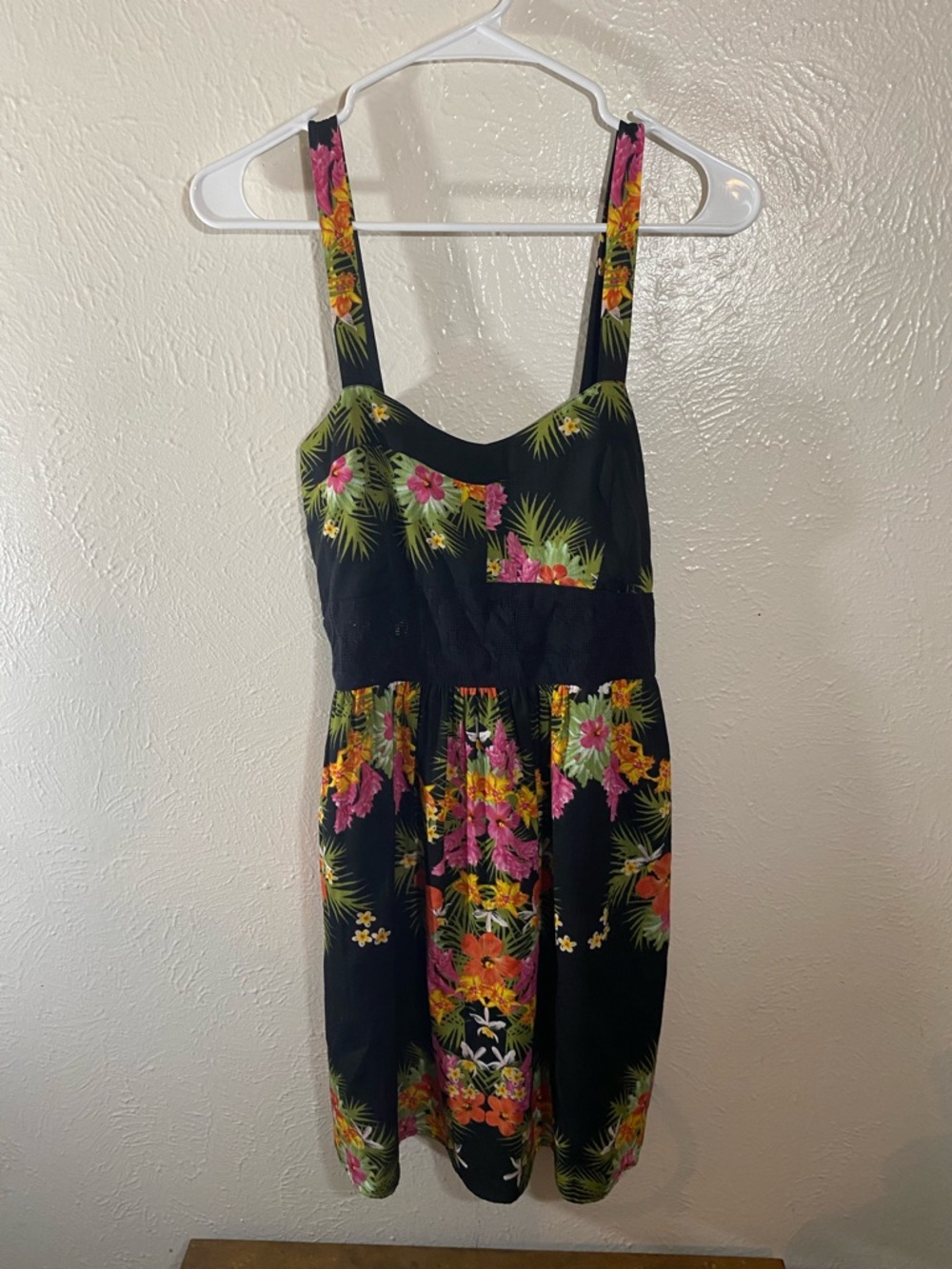 Element Black Dress with Pink & Orange Floral Print